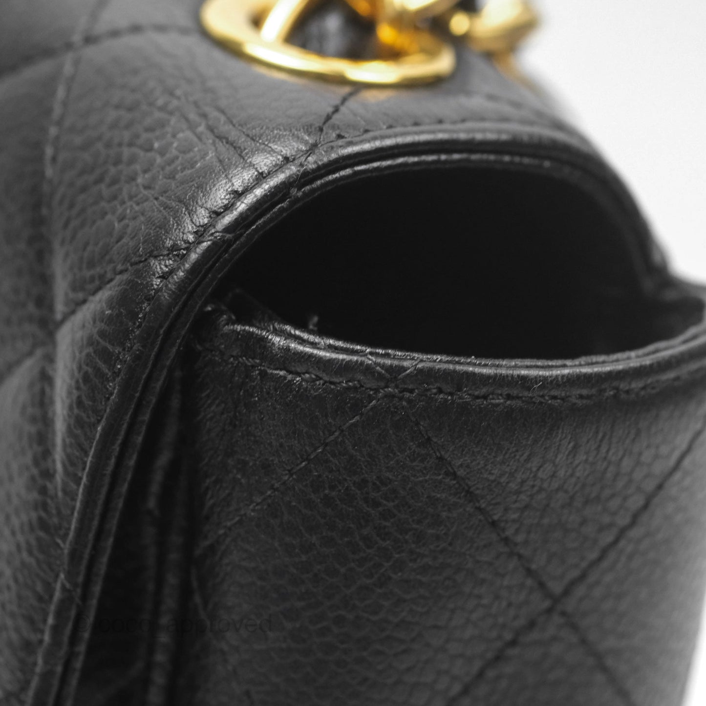 Chanel Vintage Jumbo Single Flap Black Caviar 24K Gold Hardware