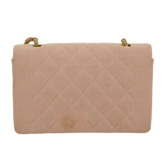 Luxury Chanel Matelasse Turn Lock Chain Diana Shoulder Bag Canvas Pink CC  29889A