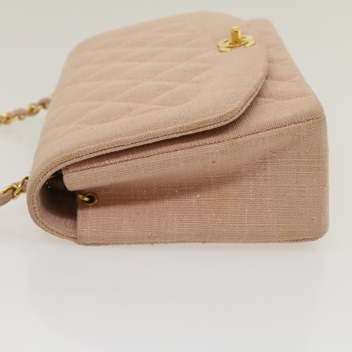 Luxury Chanel Matelasse Turn Lock Chain Diana Shoulder Bag Canvas Pink CC  29889A