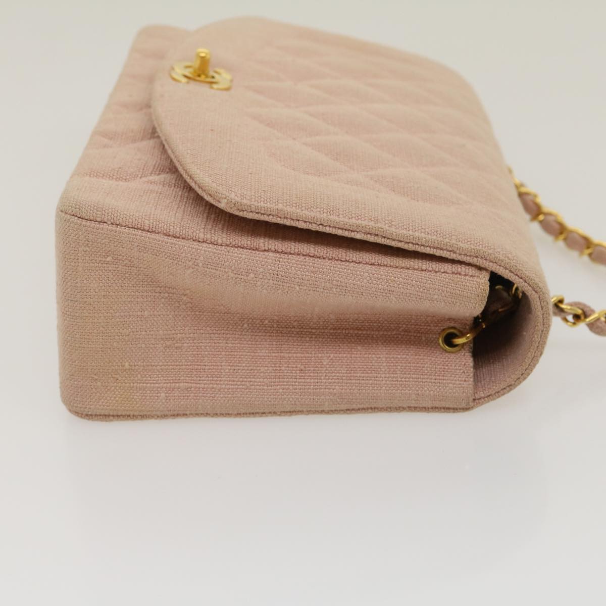 Luxury Chanel Matelasse Turn Lock Chain Diana Shoulder Bag Canvas Pink CC  29889A