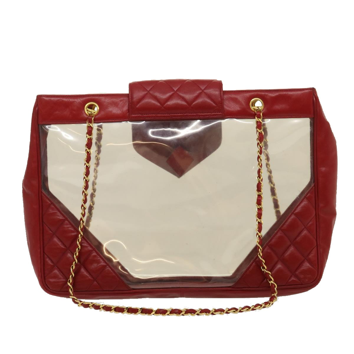 Luxury Chanel Matelasse Chain Shoulder Bag Lamb Skin Enamel Red Clear CC  29894A