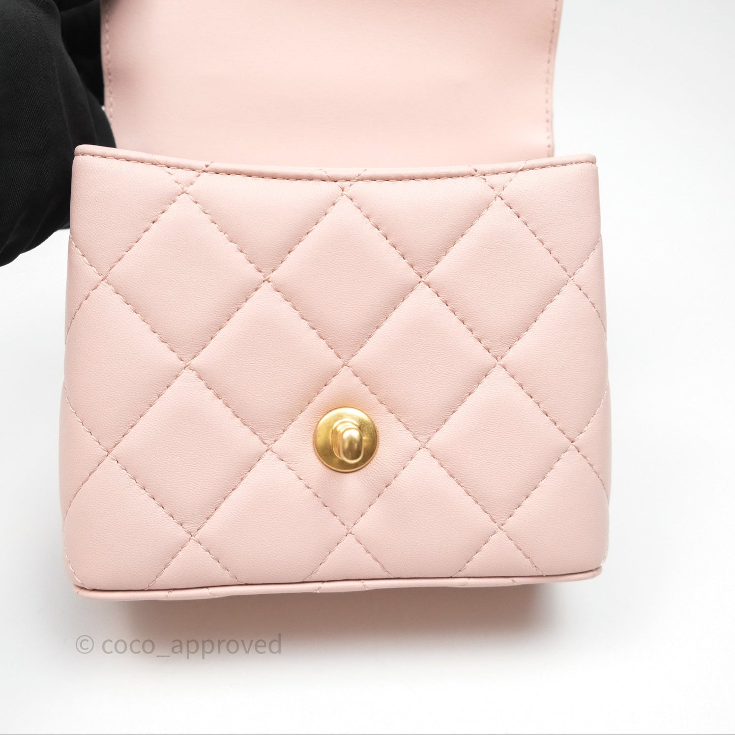 Chanel Top Handle Flap Bag Pink Lambskin Aged Gold Hardware 23S