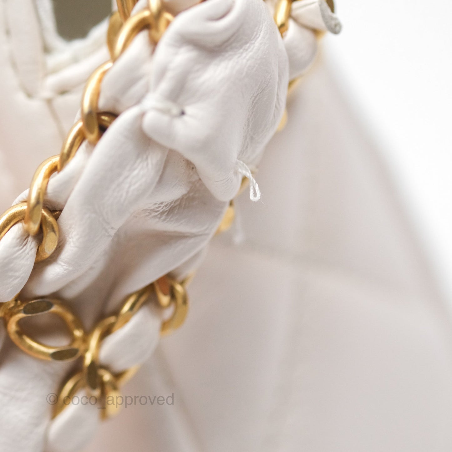 Chanel Hobo Bag White Aged Calfskin Aged Gold Hardware