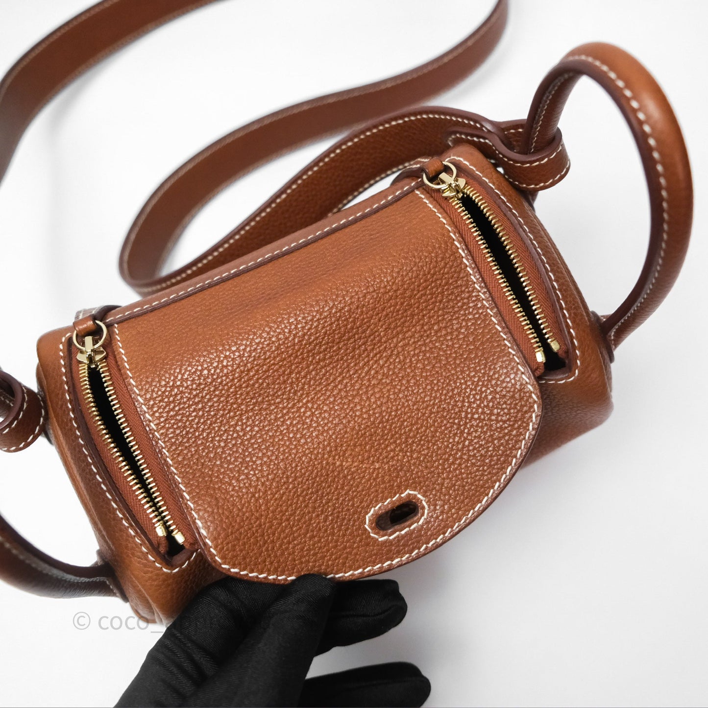 Hermès Mini Lindy 20 Fauve 34 Barenia Gold Hardware