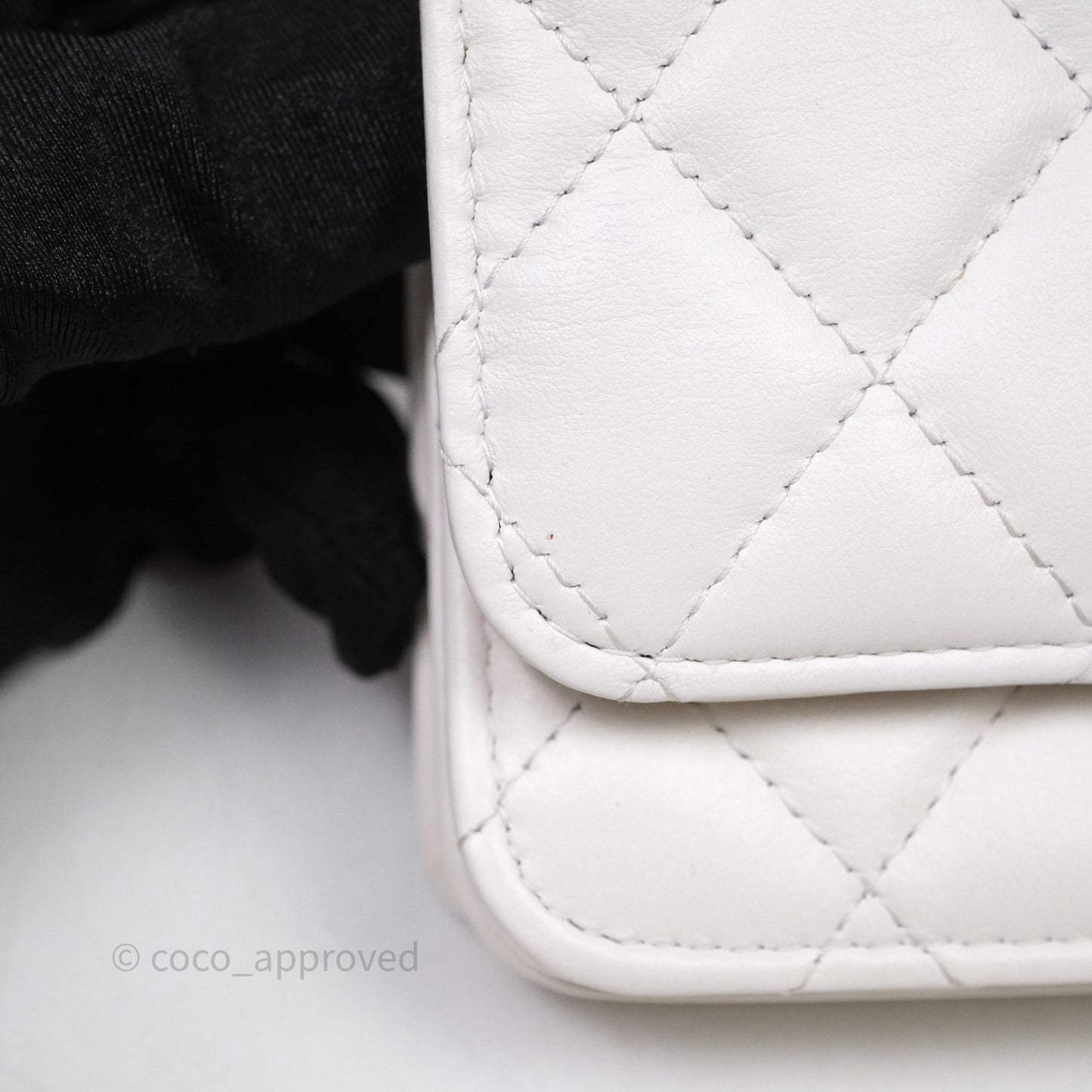 Chanel Mini Wallet On Large Pearl Chain WOC Quilted White Lambskin Gold Hardware