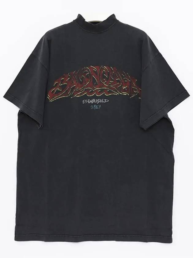 Luxury Balenciaga Offshore Oversized Short Sleeve T-Shirt Black Faded