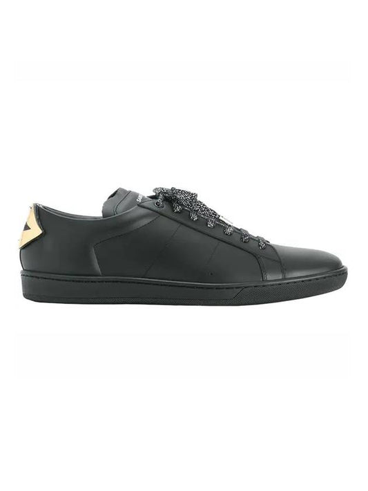 Luxury Saint Laurent Signature Court Classic Lips Leather Low Top Sneakers Black