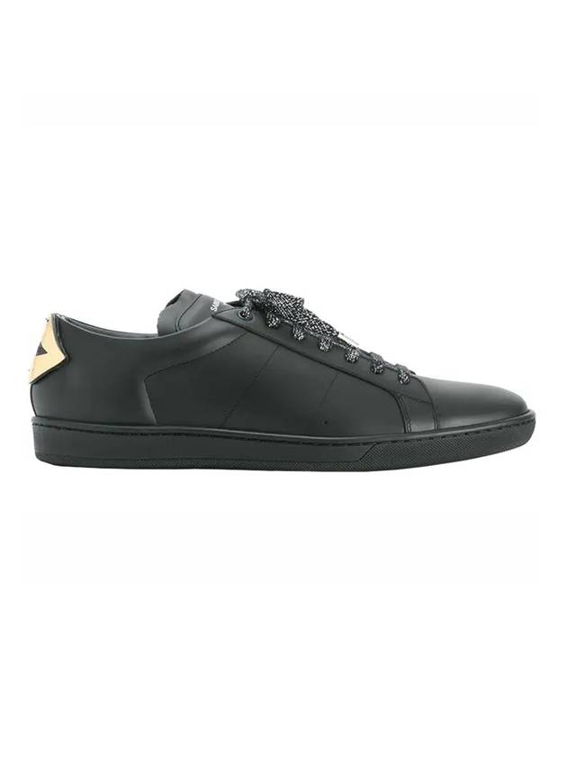 Luxury Saint Laurent Signature Court Classic Lips Leather Low Top Sneakers Black