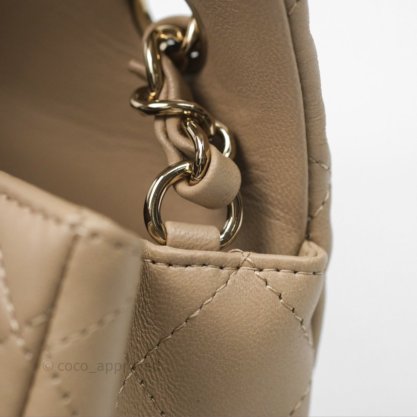 Chanel Quilted Mini Rectangular Flap Beige Lambskin Gold Hardware