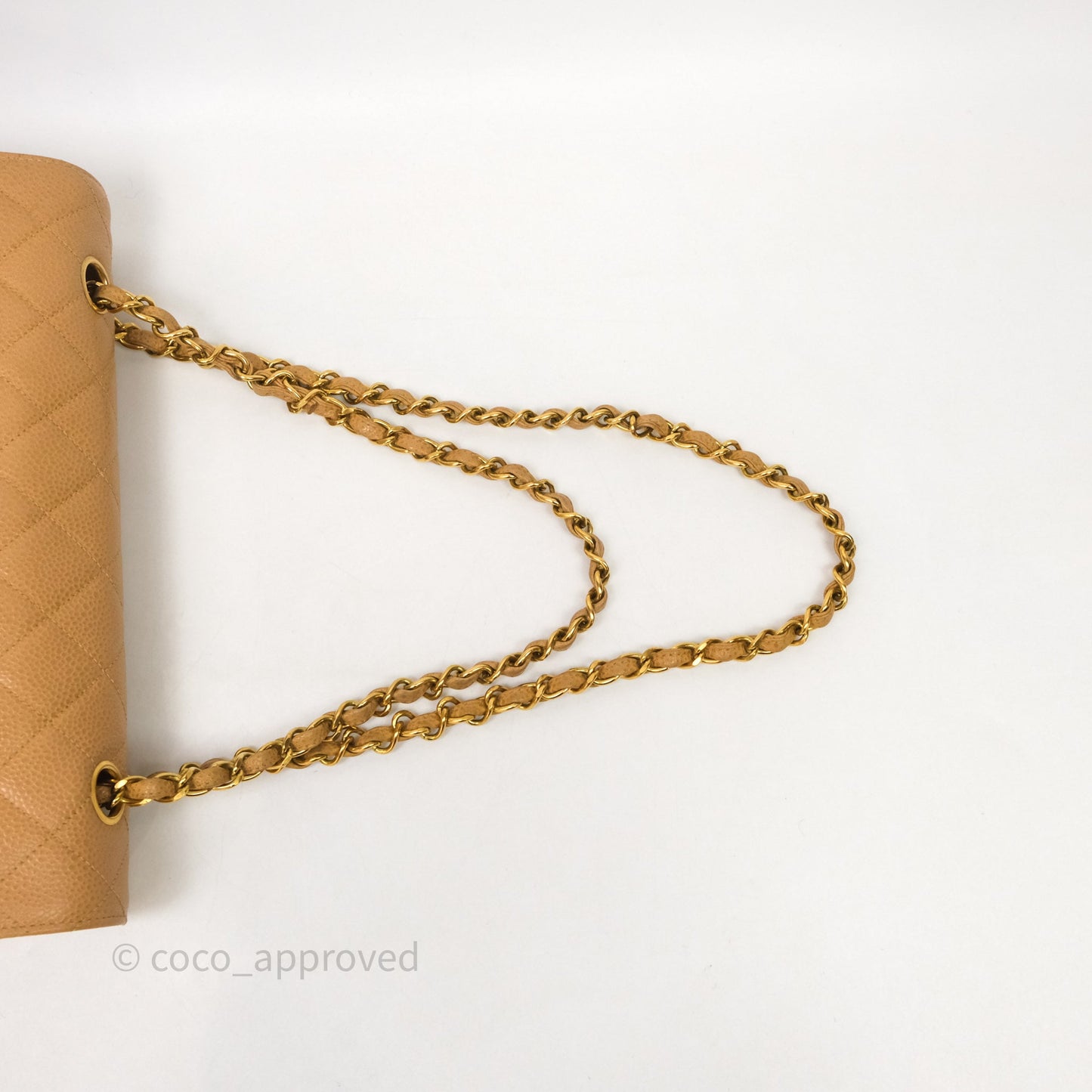 Chanel Vintage Medium Classic Flap Beige Caviar 24K Gold Hardware