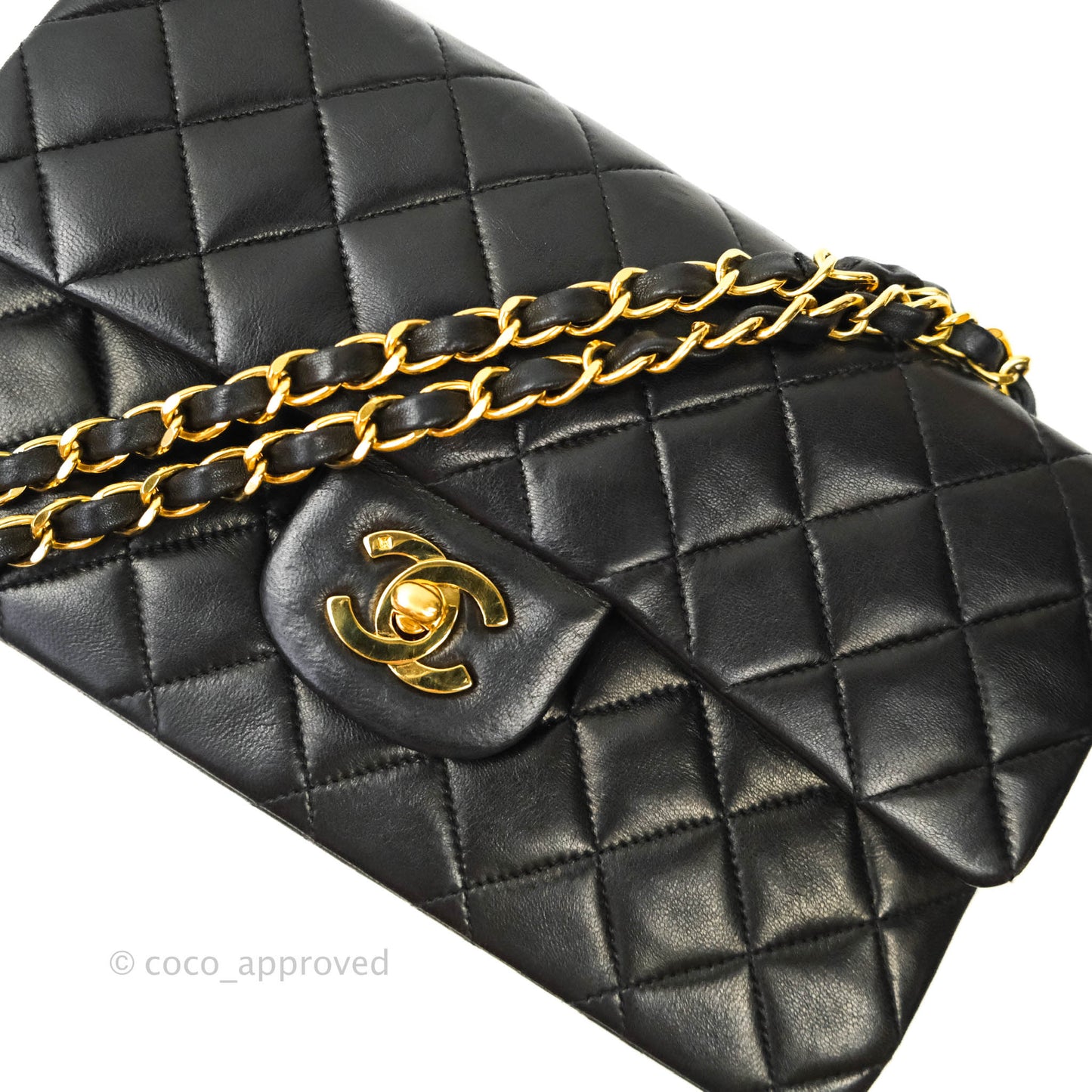 Chanel Classic Vintage Small S/M Flap Black Lambskin 24K Gold Hardware