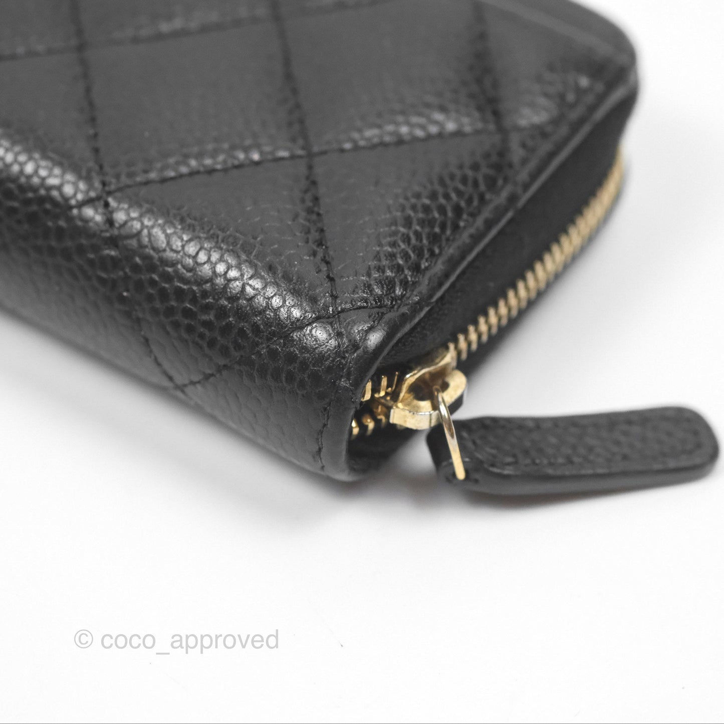 Chanel Classic Zipped Coin Purse Black Caviar Gold Hardware