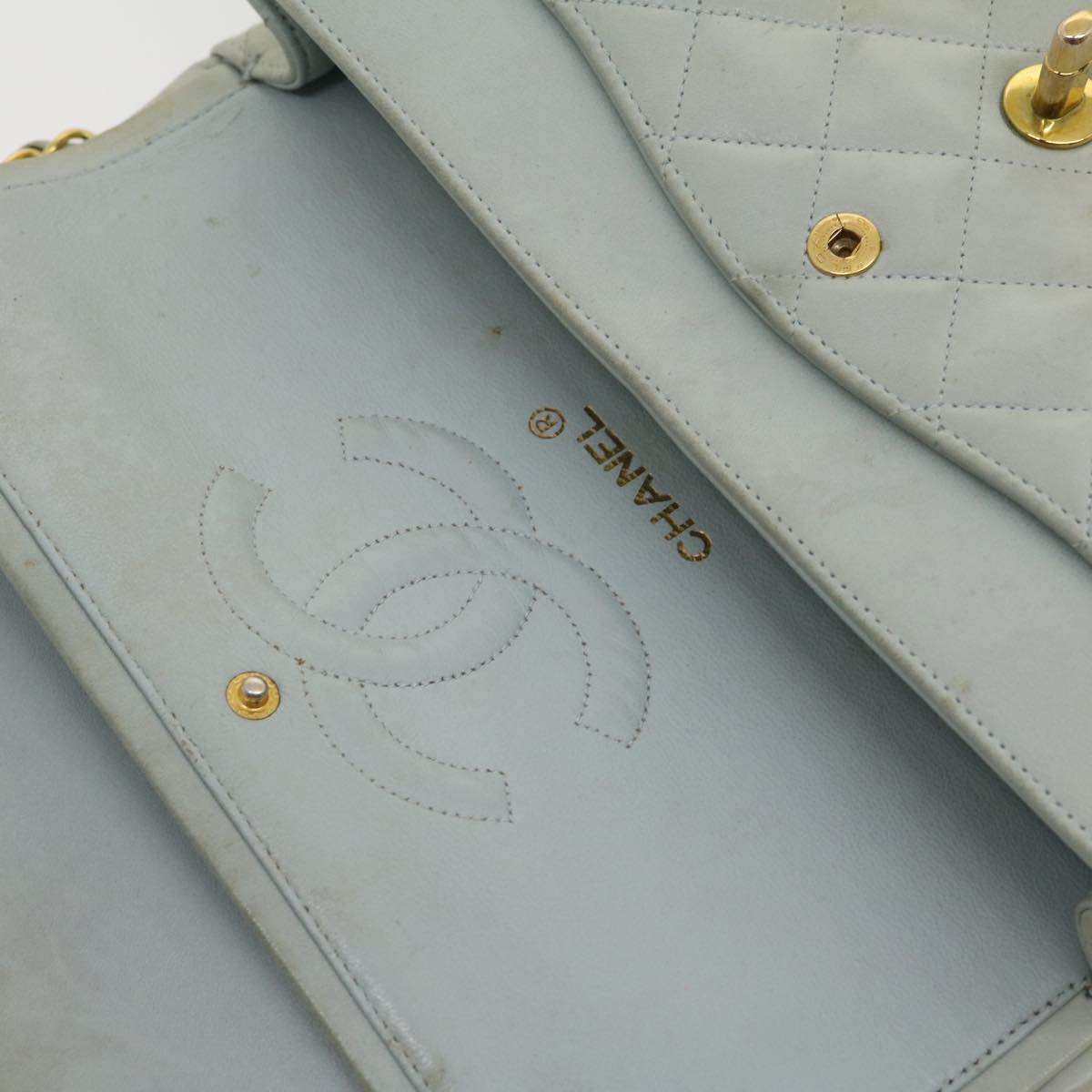 CHANEL Classic Matelasse 25 Double Chain Flap Shoulder Bag Lamb Skin  29961A