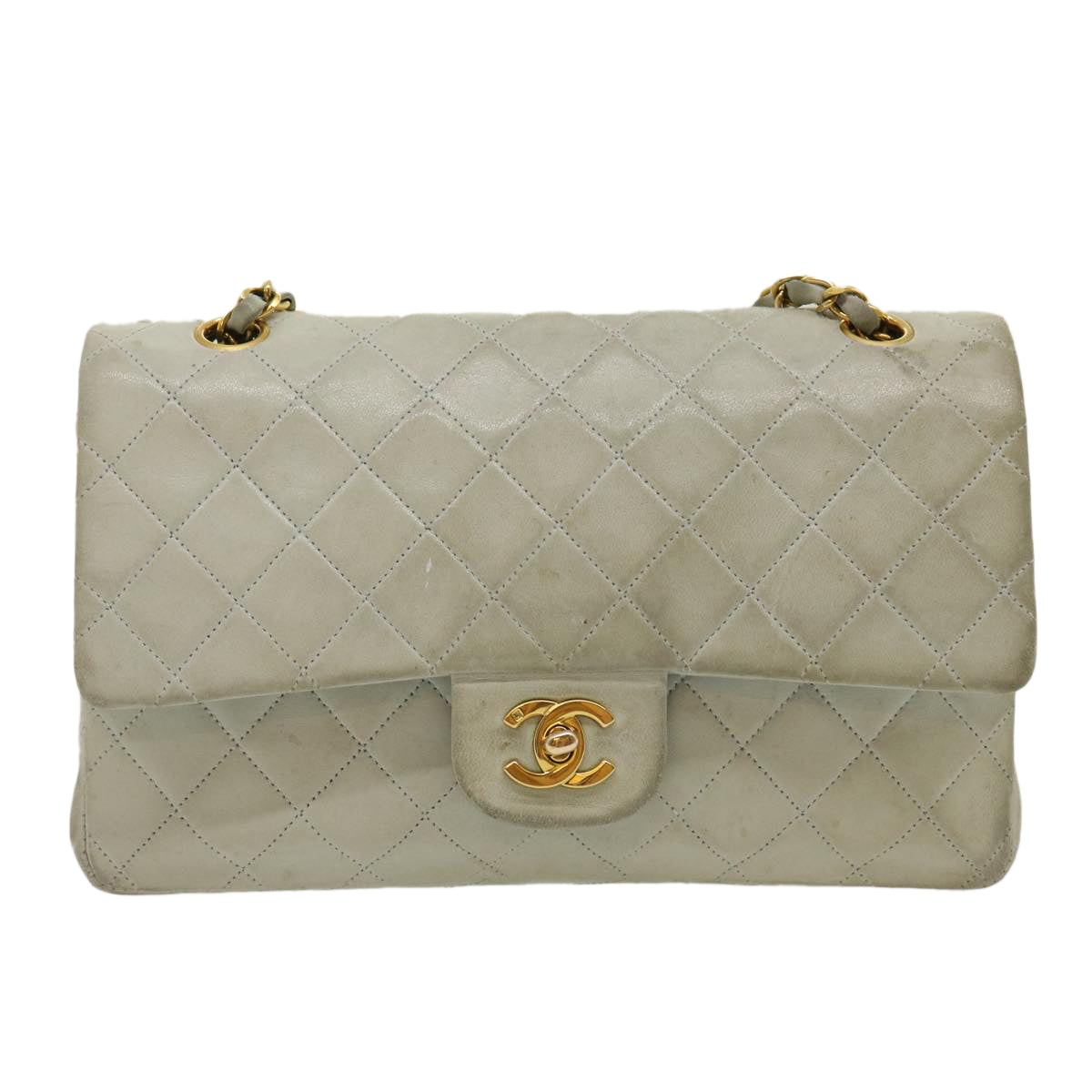 CHANEL Classic Matelasse 25 Double Chain Flap Shoulder Bag Lamb Skin  29961A