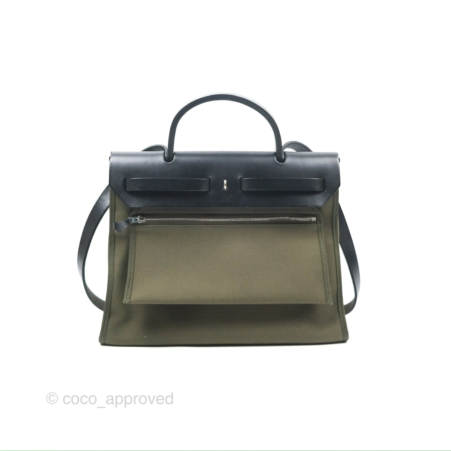 Hermès Herbag Zip 31 Khaki Canvas Palladium Hardware