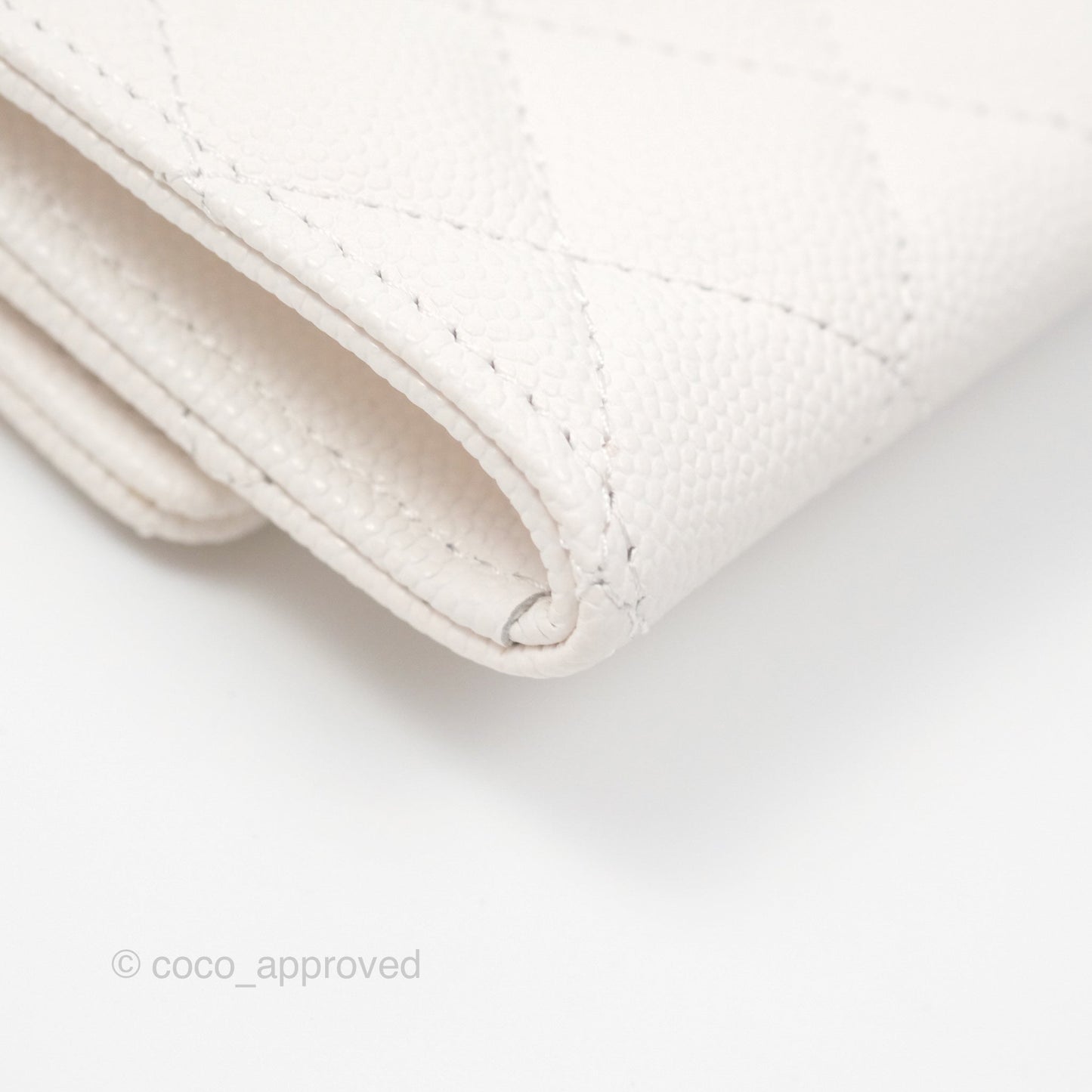 Chanel CC Resin Stone Flap Card Holder White Caviar