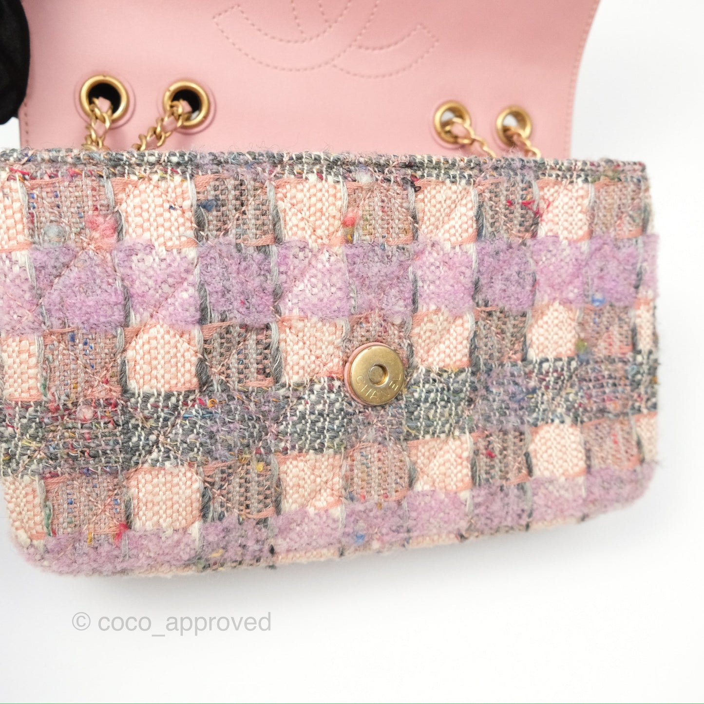 Chanel Small CC Filigree Flap Pink Tweed