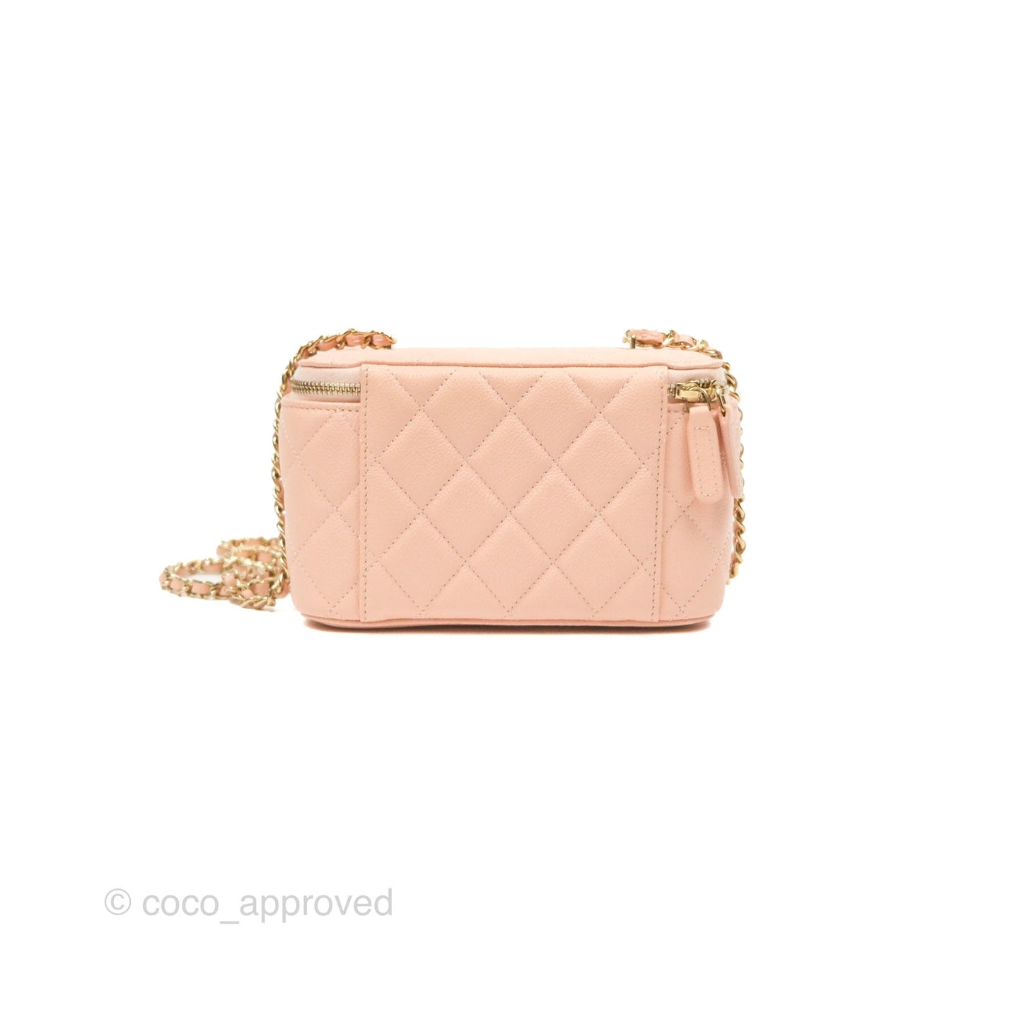 Chanel Vanity Rectangular Pink Beige Caviar Gold Hardware