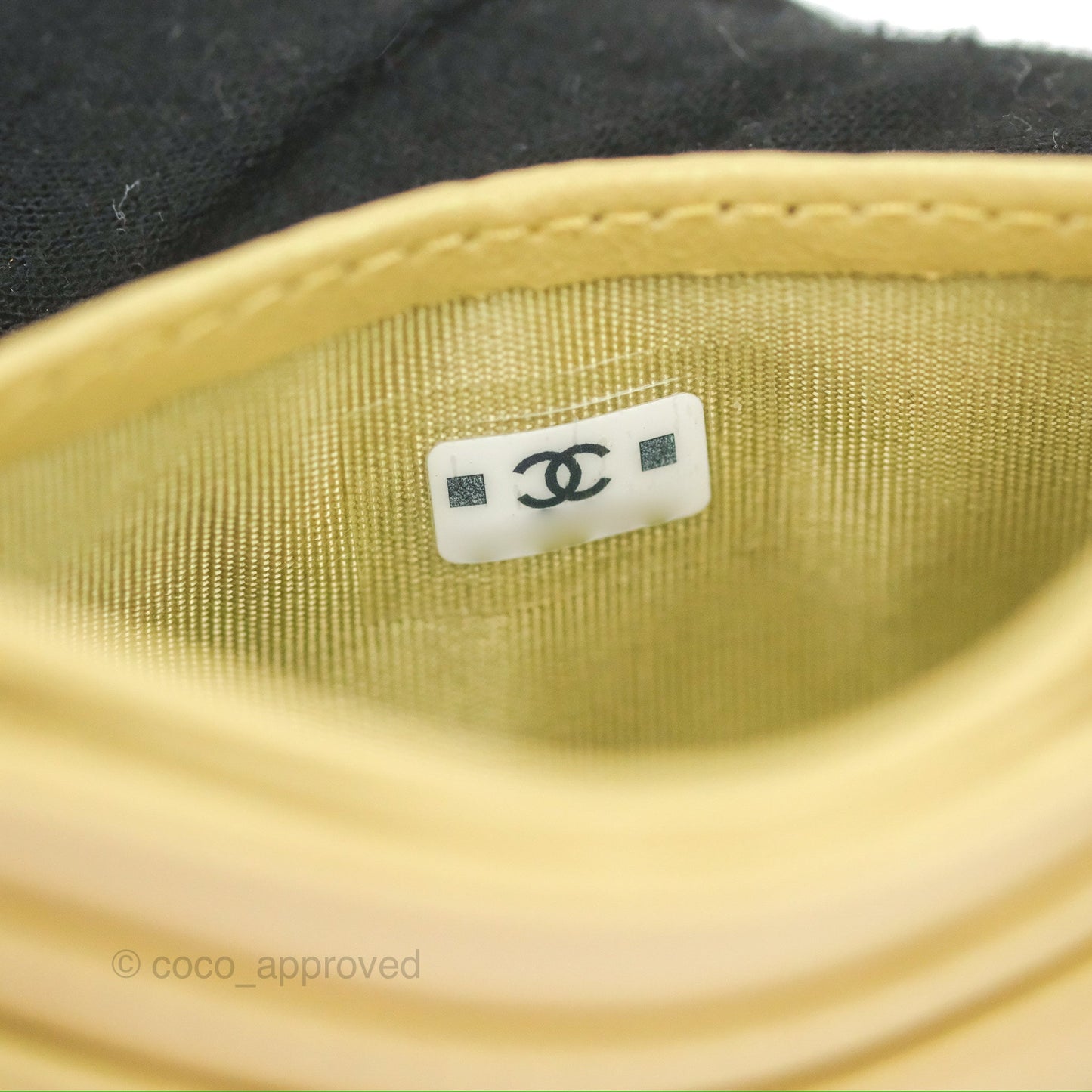 Chanel Classic Flat Card Holder Iridescent Yellow Lambskin Gold Hardware
