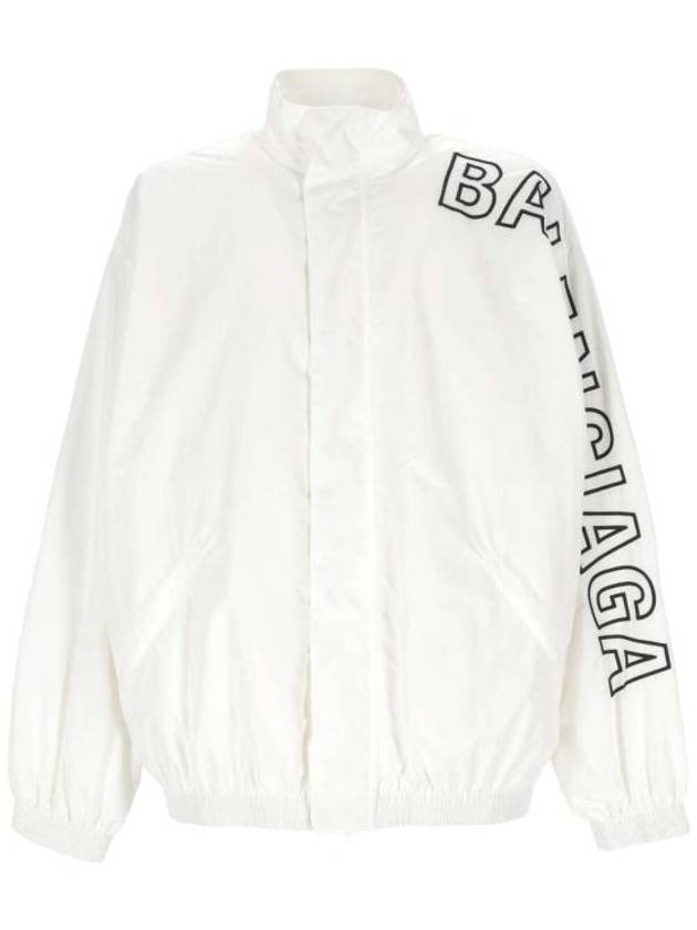 Luxury Balenciaga Embroidered Logo Track Jacket White