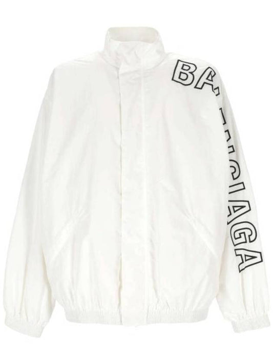 Luxury Balenciaga Embroidered Logo Track Jacket White