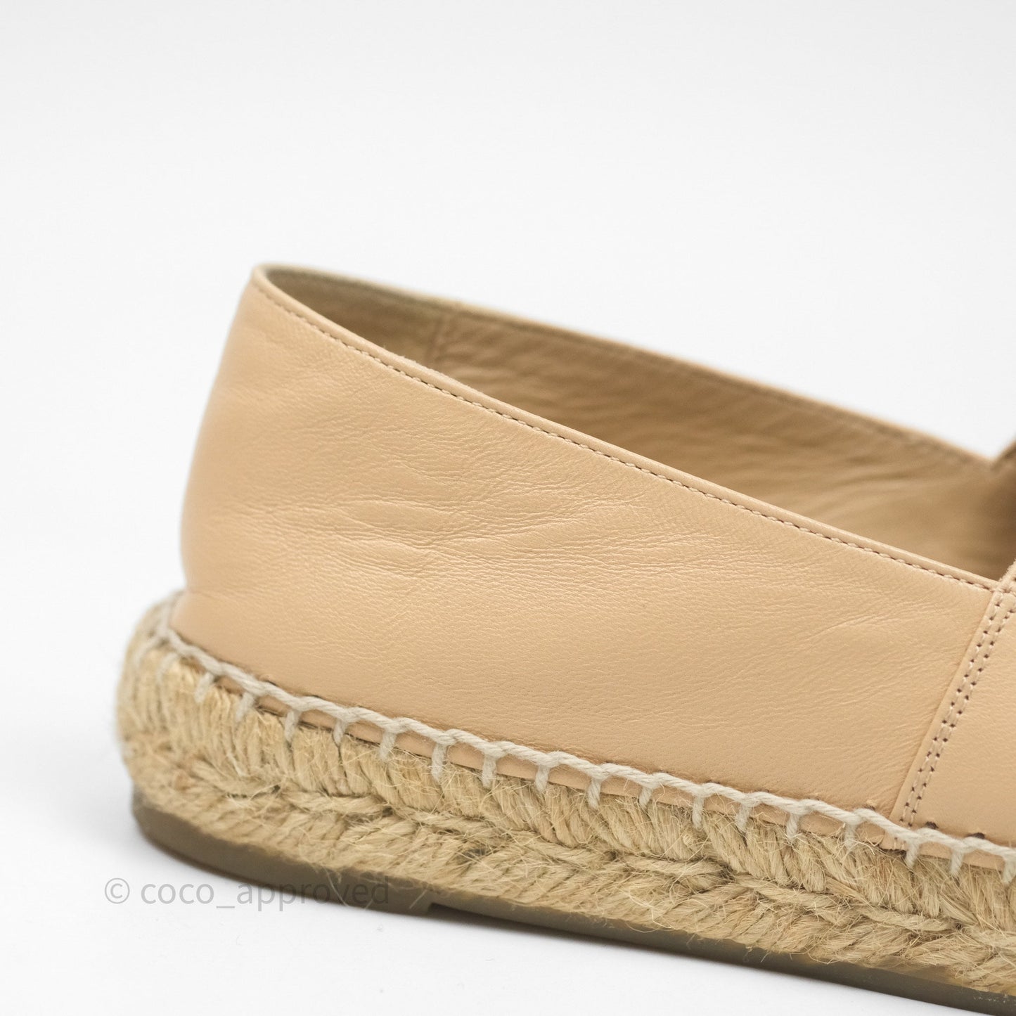 Chanel CC Espadrilles Beige Black Lambskin Size 36
