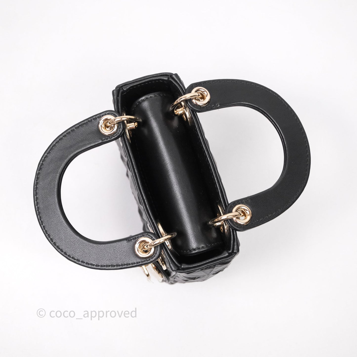 Dior Mirco Lady Dior Black Cannage Calfskin with Diamond Motif Gold Hardware