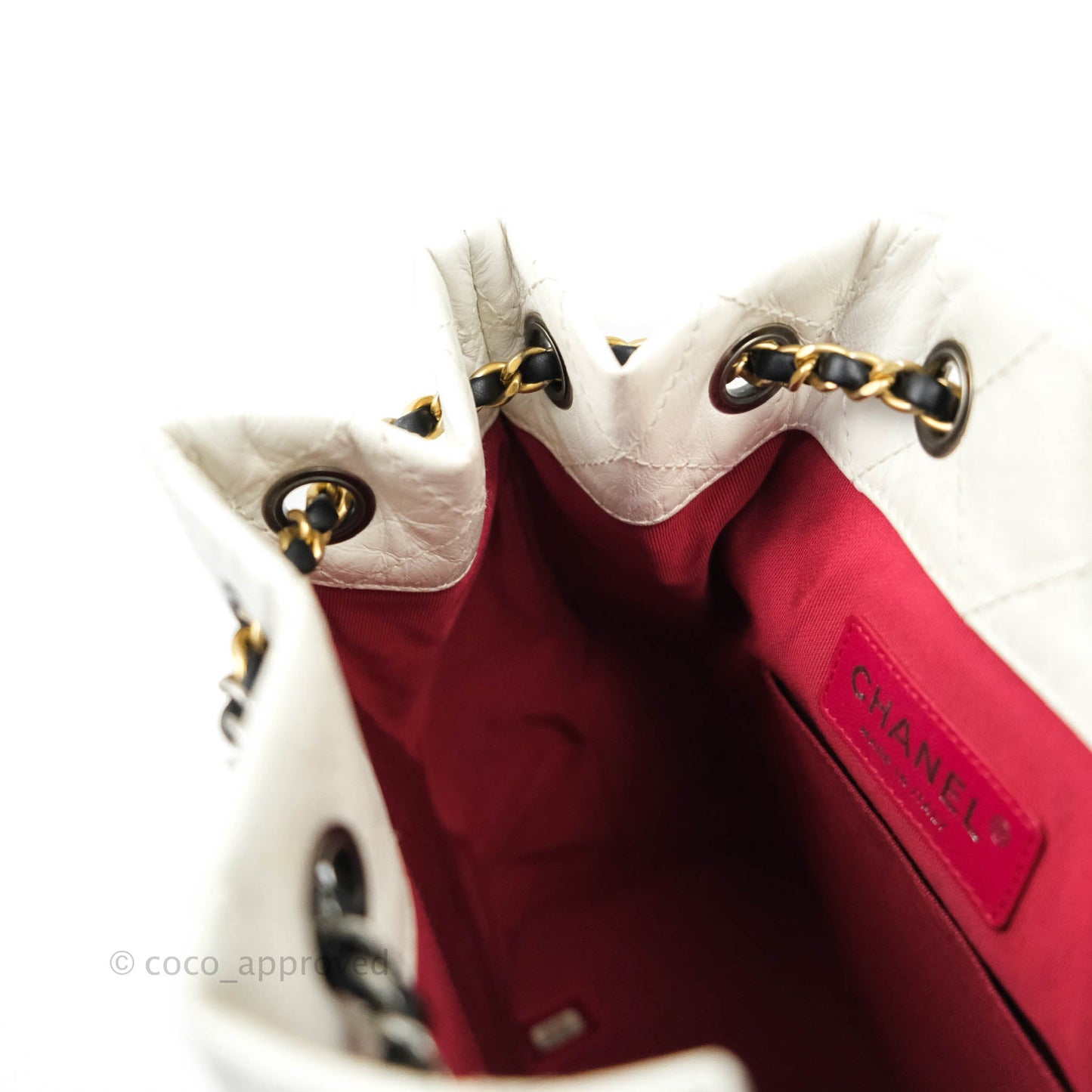 Chanel Small Gabrielle Backpack White Black Aged Calfskin