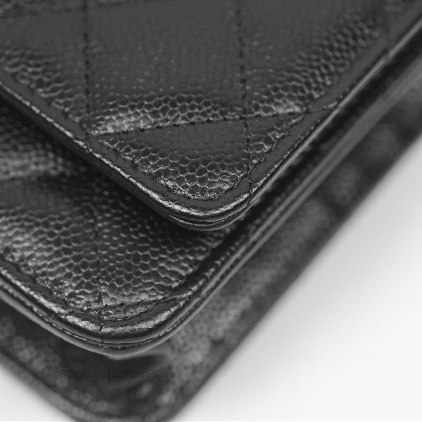 Chanel Top Handle Wallet On Chain WOC Black Caviar Gold Hardware 22S