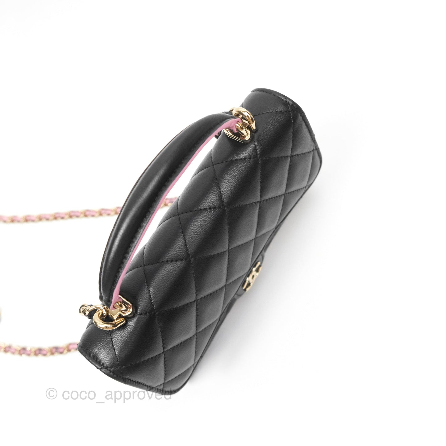 Chanel Top Handle Mini WOC Phone Holder Black/Pink Lambskin Gold Hardware 23P
