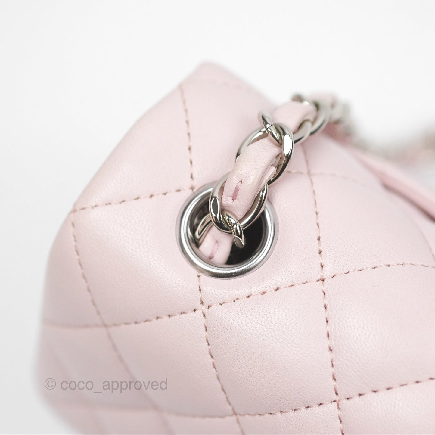 Chanel Quilted Mini Rectangular Light Pink Lambskin Silver Hardware