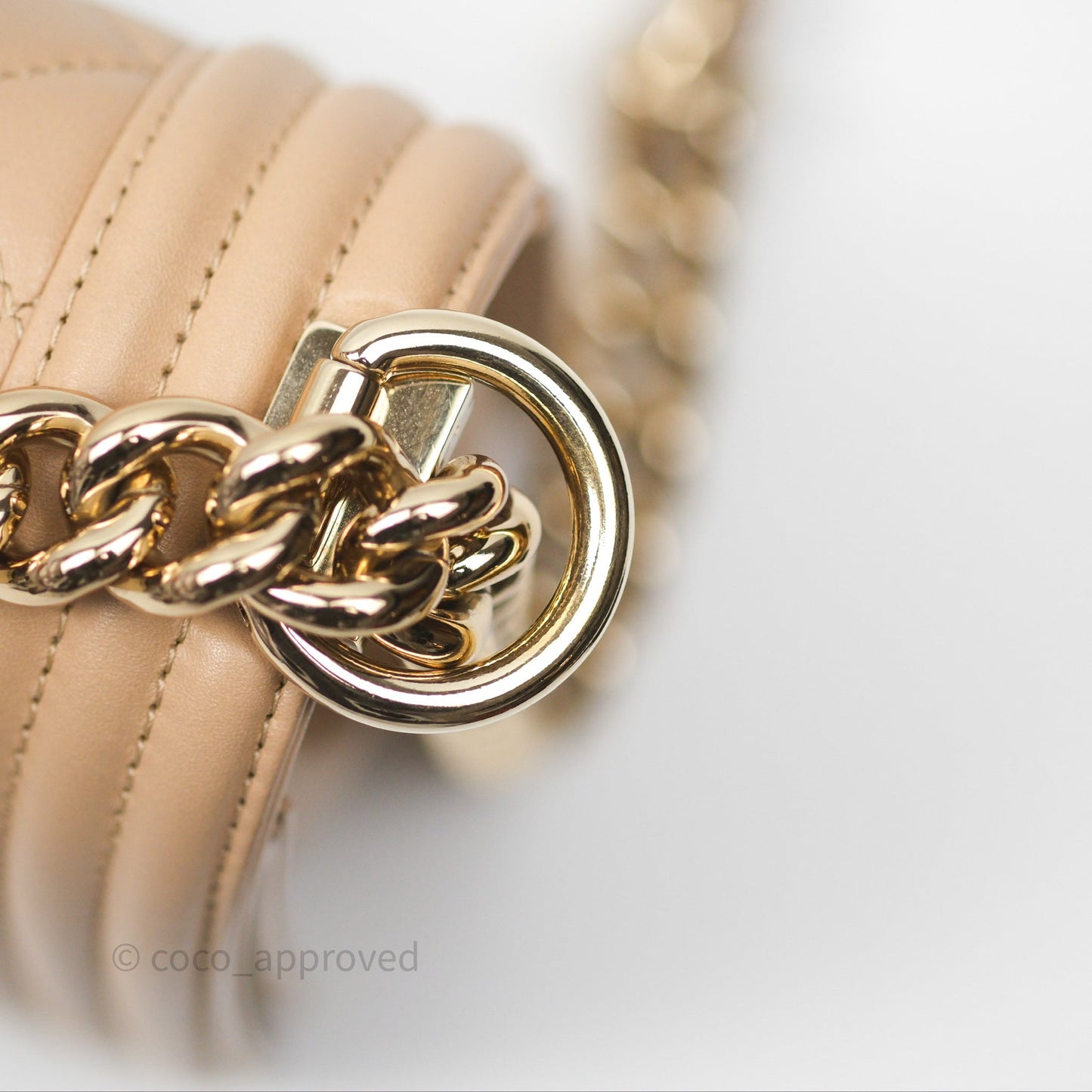 Chanel Boy Quilted Medium Beige Calfskin Gold Hardware