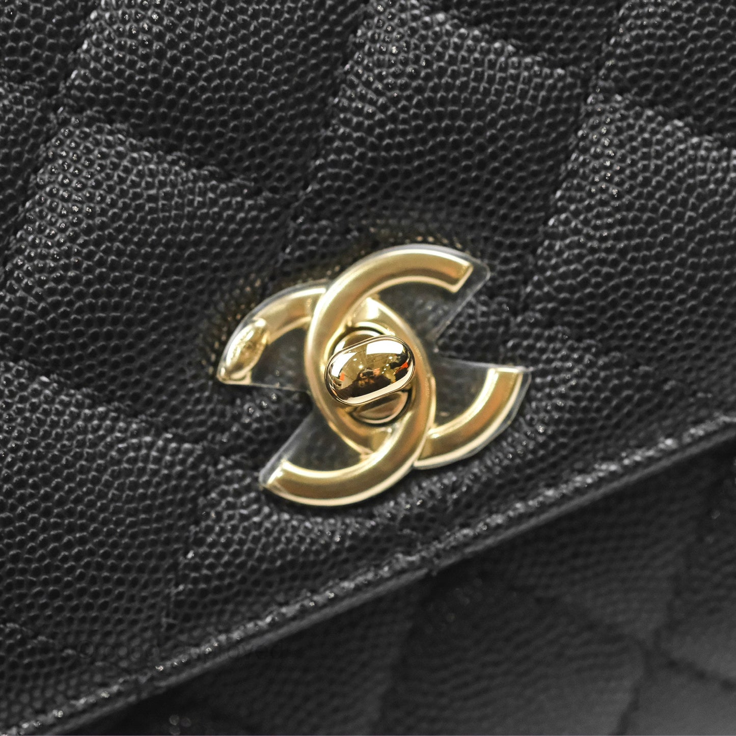 Chanel Mini Coco Handle Quilted Black Caviar Gold Hardware