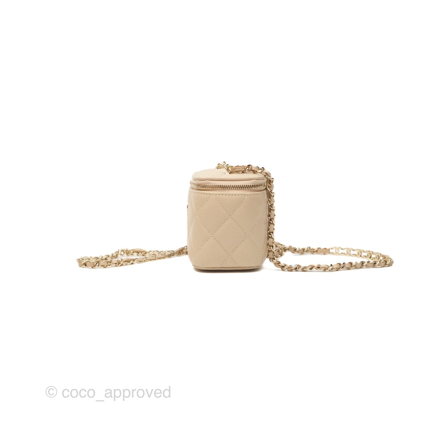 Chanel Mini Vanity With CC Chain Light Beige Caviar Gold Hardware