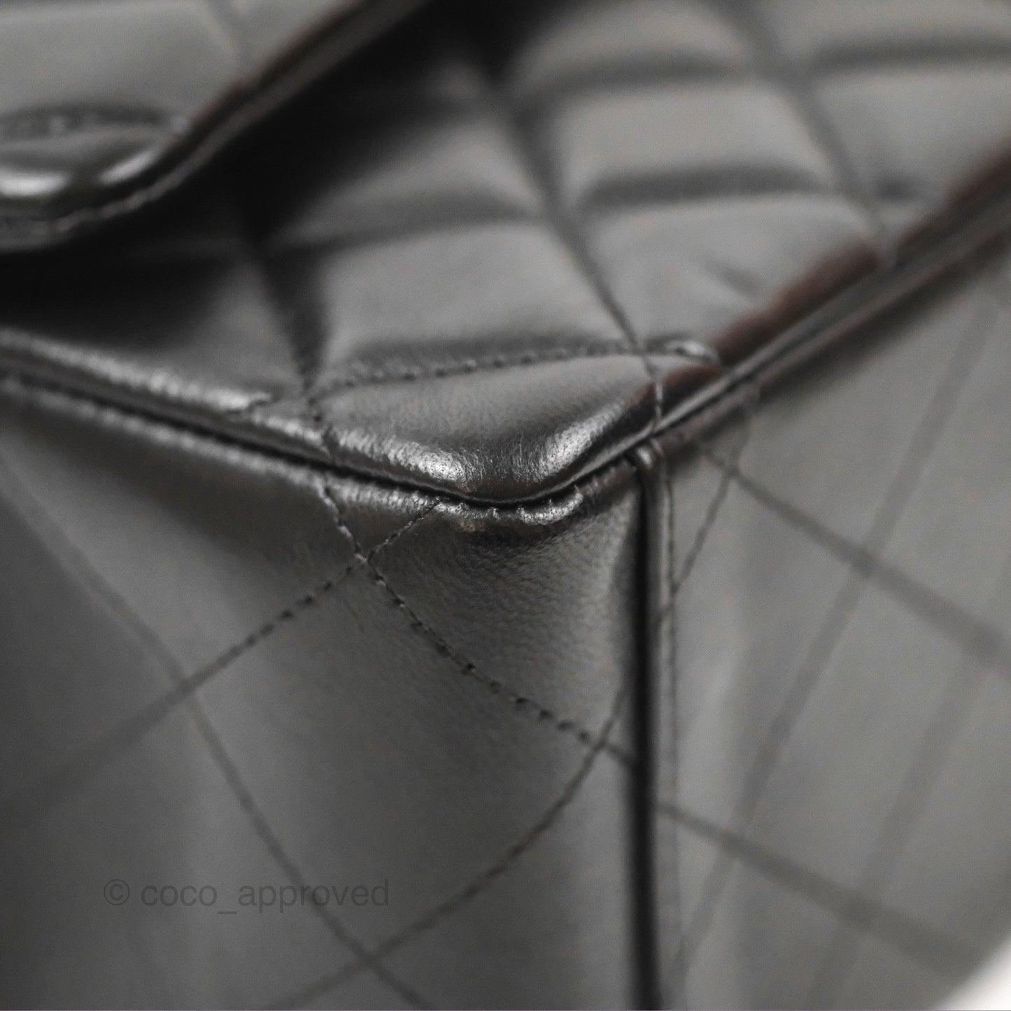 Chanel Quilted Maxi Double Flap Black Lambskin Silver Hardware