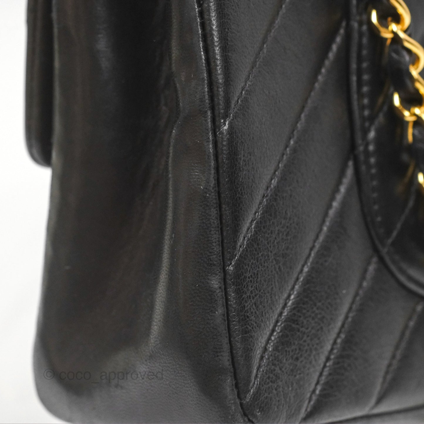 Chanel Vintage Medium Classic Flap Chevron Black Lambskin 24K Gold Hardware