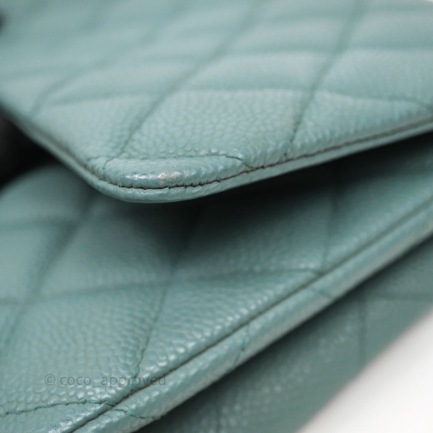 Chanel Quilted Clutch with Chain Green Caviar Gold Hardware