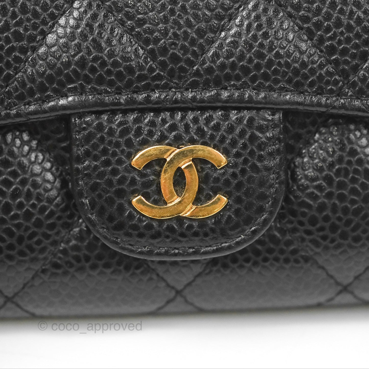 Chanel Quilted Flap Card Holder Black Caviar Gold Hardware