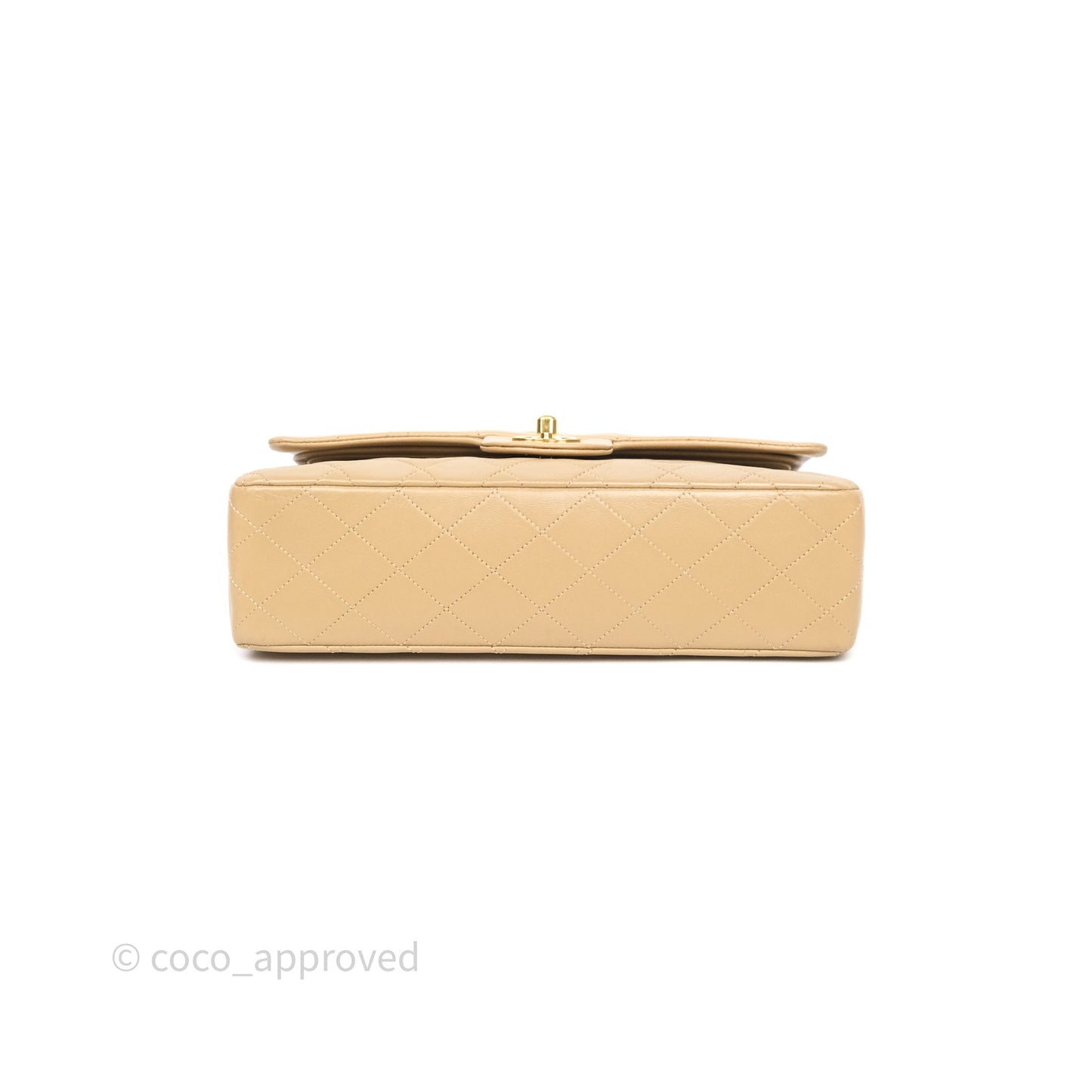 Chanel Vintage Medium Classic Flap Beige Lambskin 24K Gold Hardware