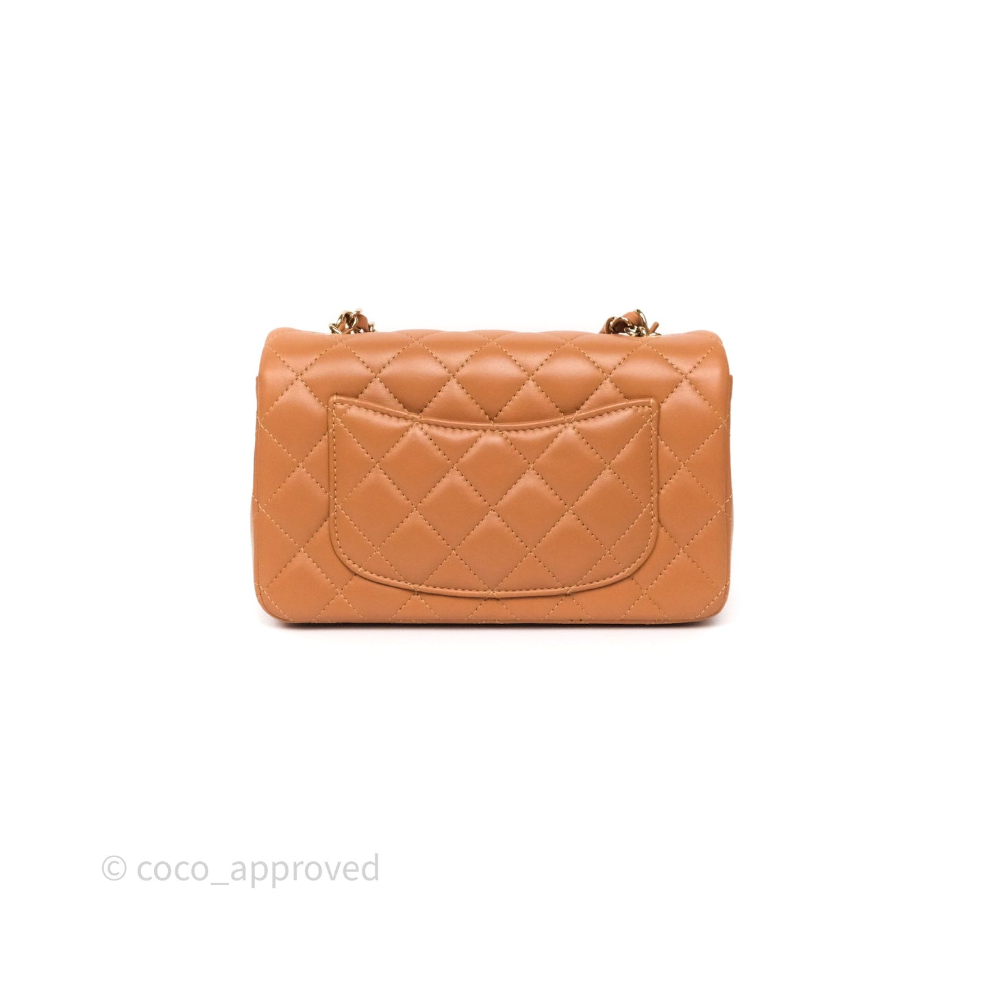 Chanel Mini Rectangular Flap Quilted Caramel Beige Lambskin Gold Hardware