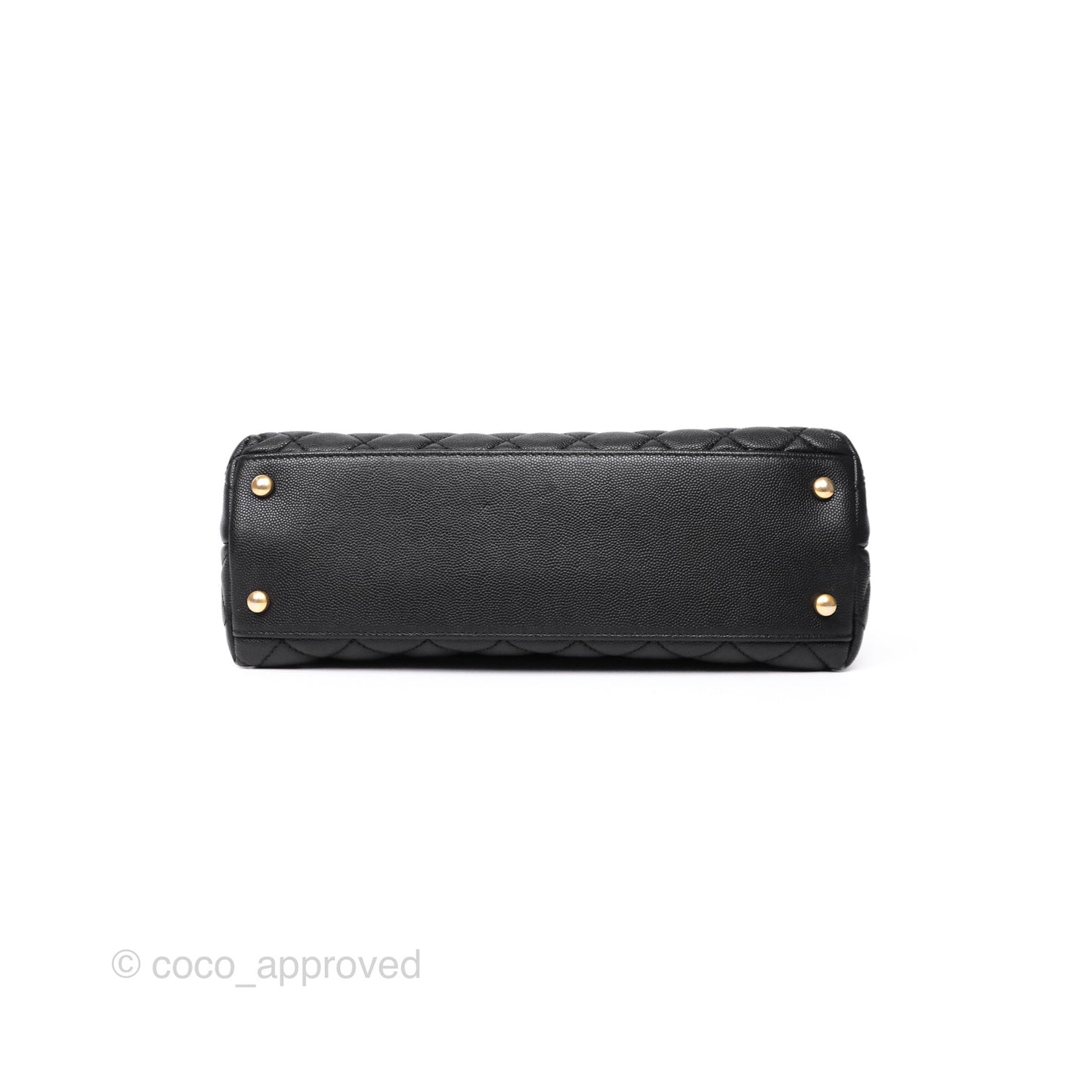 Chanel Medium Coco Handle Quilted Black Caviar Aged Gold Hardware