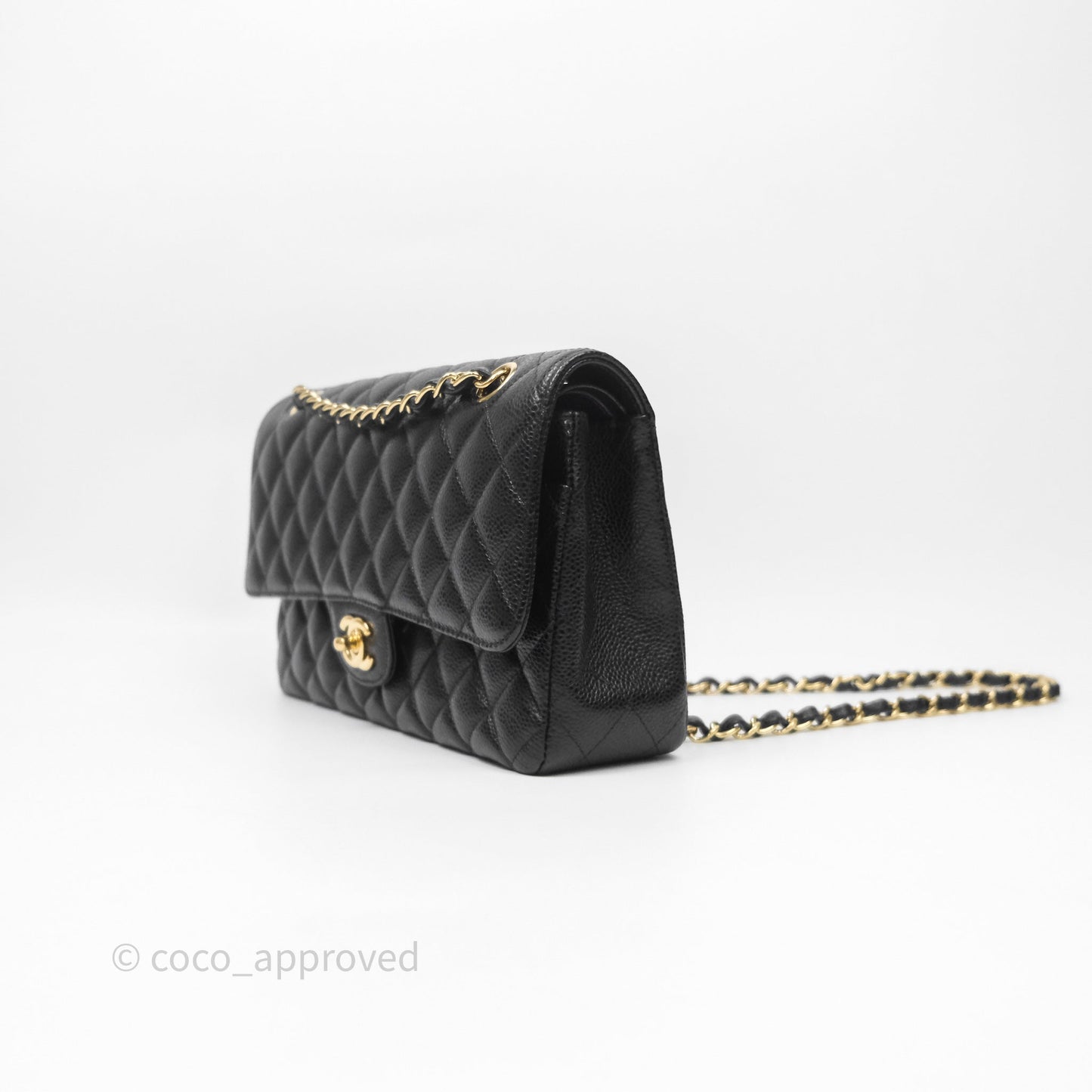 Chanel Classic Medium Flap Quilted Black Caviar Gold Hardware