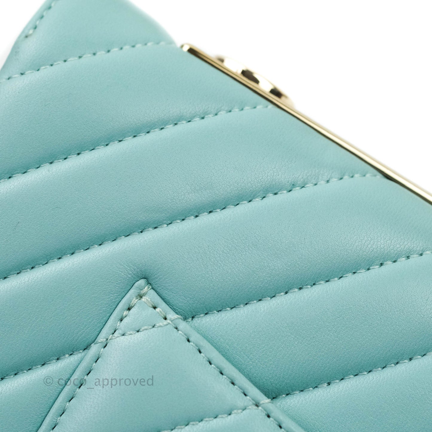 Chanel Trendy CC Chevron Lambskin Flap Bag Tiffany Blue Gold Hardware