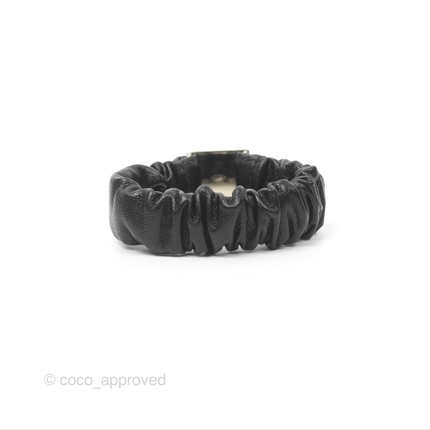 Chanel CC Black Leather Hair Accessory Gold Tone 21B