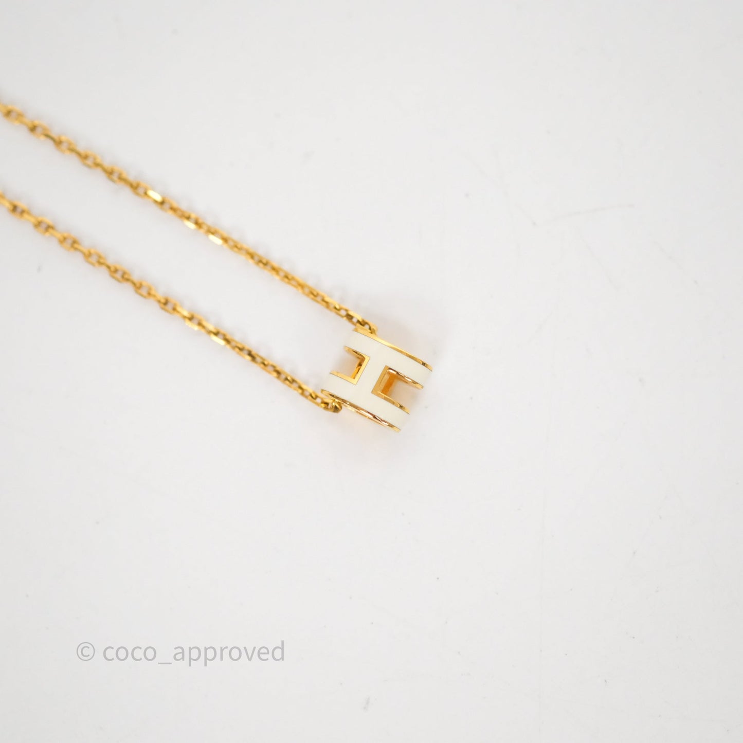 Hermès Mini Pop H Blanc 01 Pendant Necklace Gold Hardware