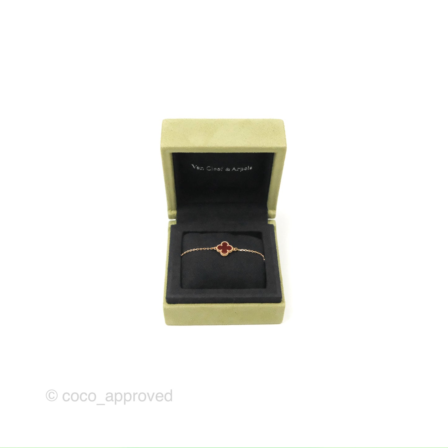 Van Cleef & Arpels Sweet Alhambra Bracelet Rose Gold Red Carnelian