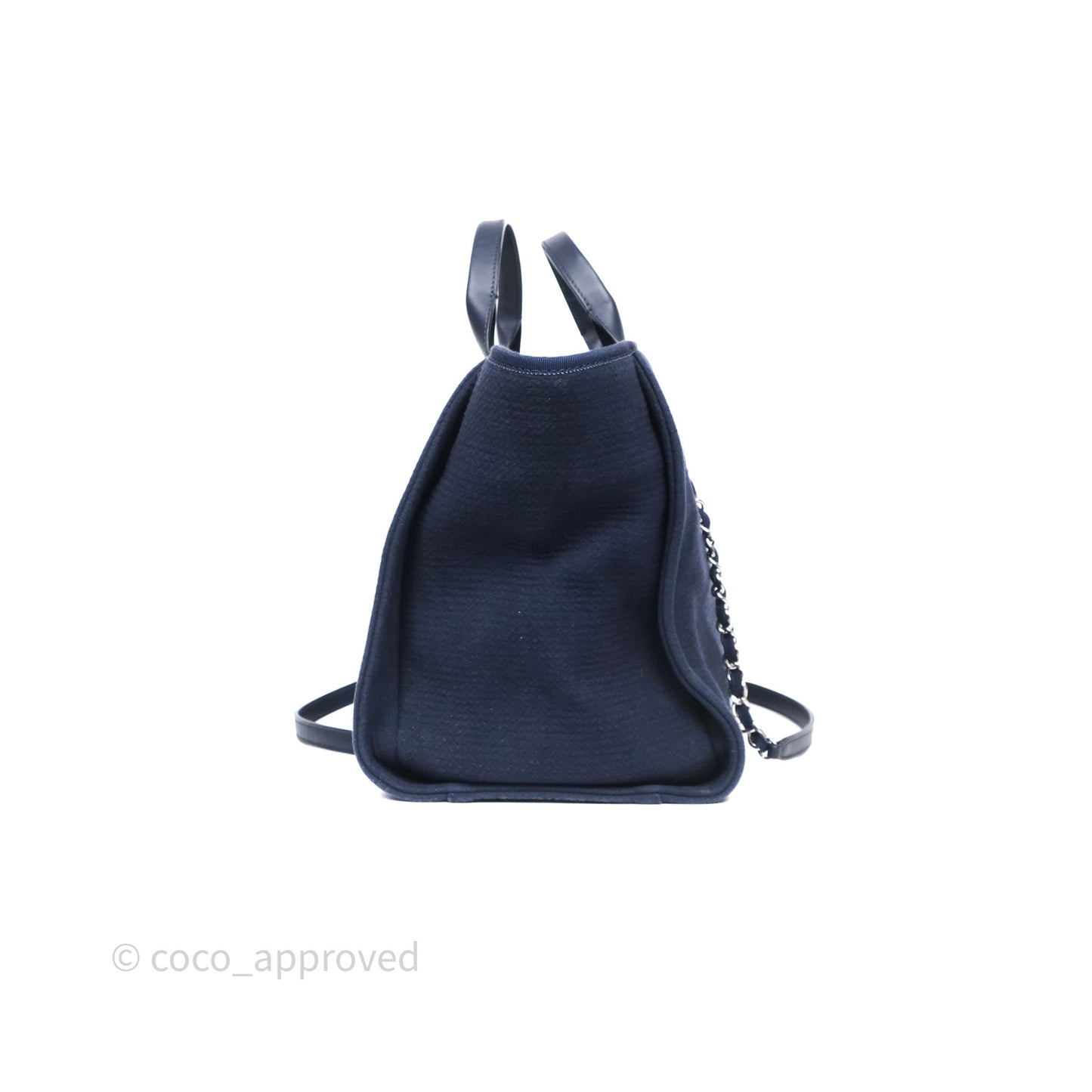 Chanel Large Deauville Navy Canvas Silver Hardware