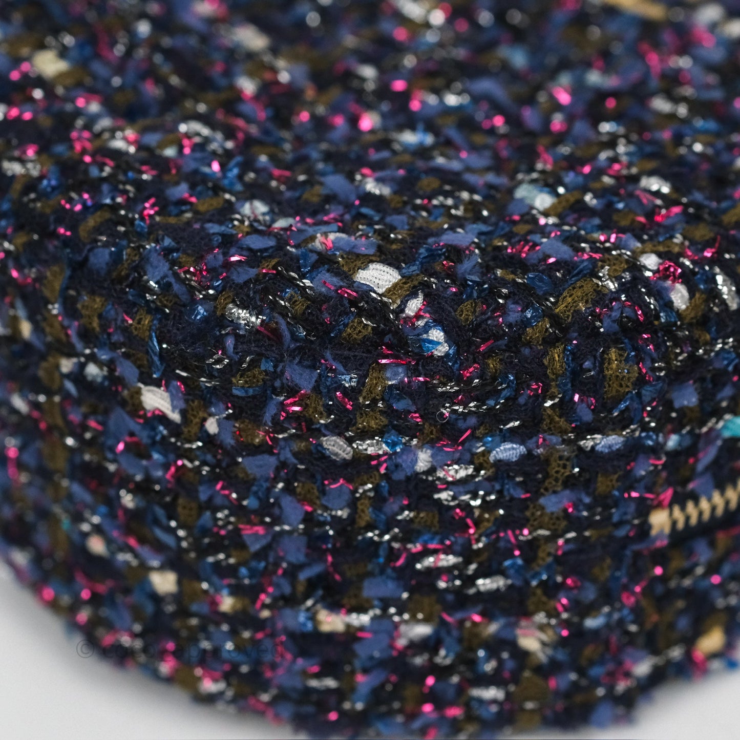 Chanel Charms Round Clutch With Chain Navy Purple Tweed Aged Gold Hardware