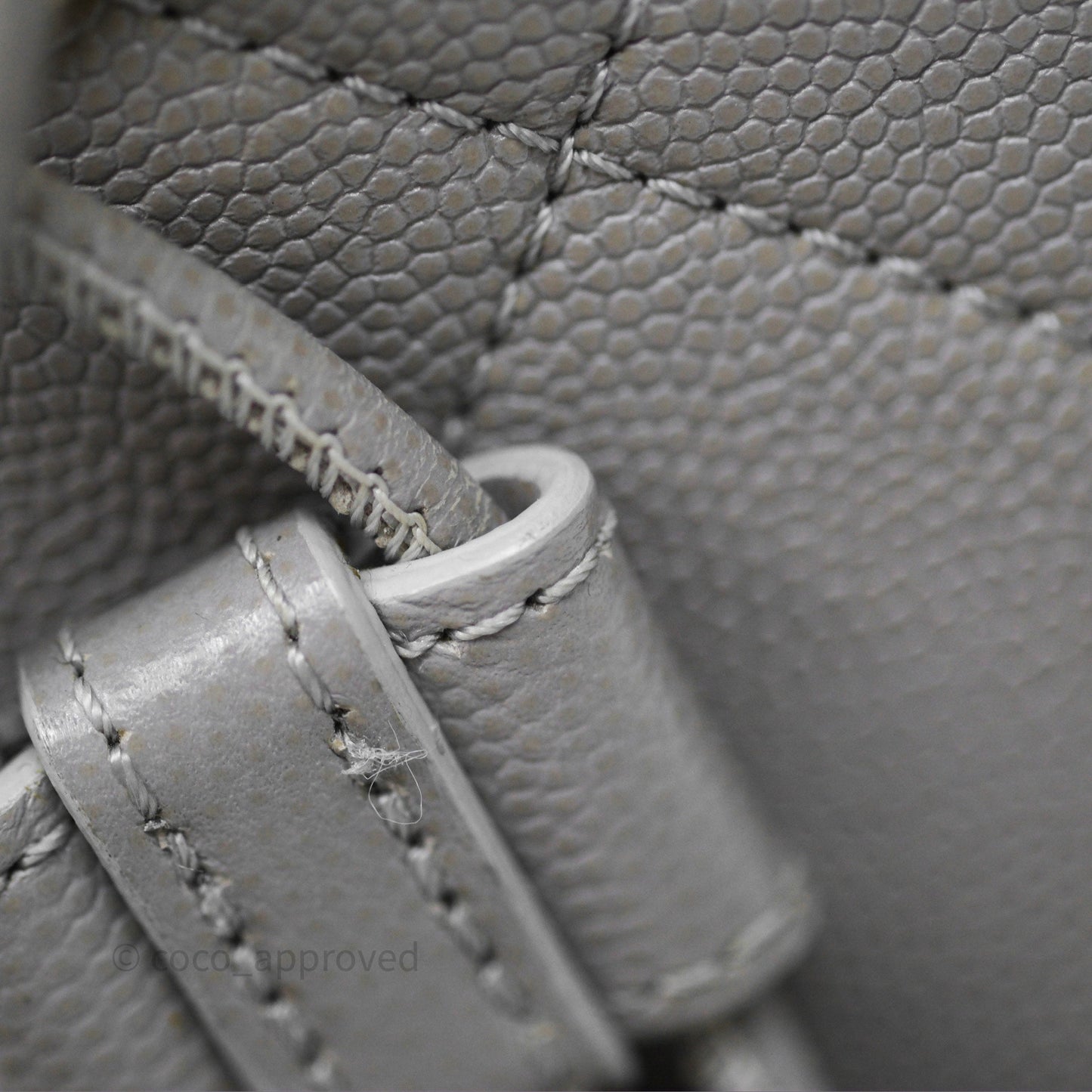Chanel Drawstring Bucket Bag Grey Grained Calfskin Aged Gold Hardware