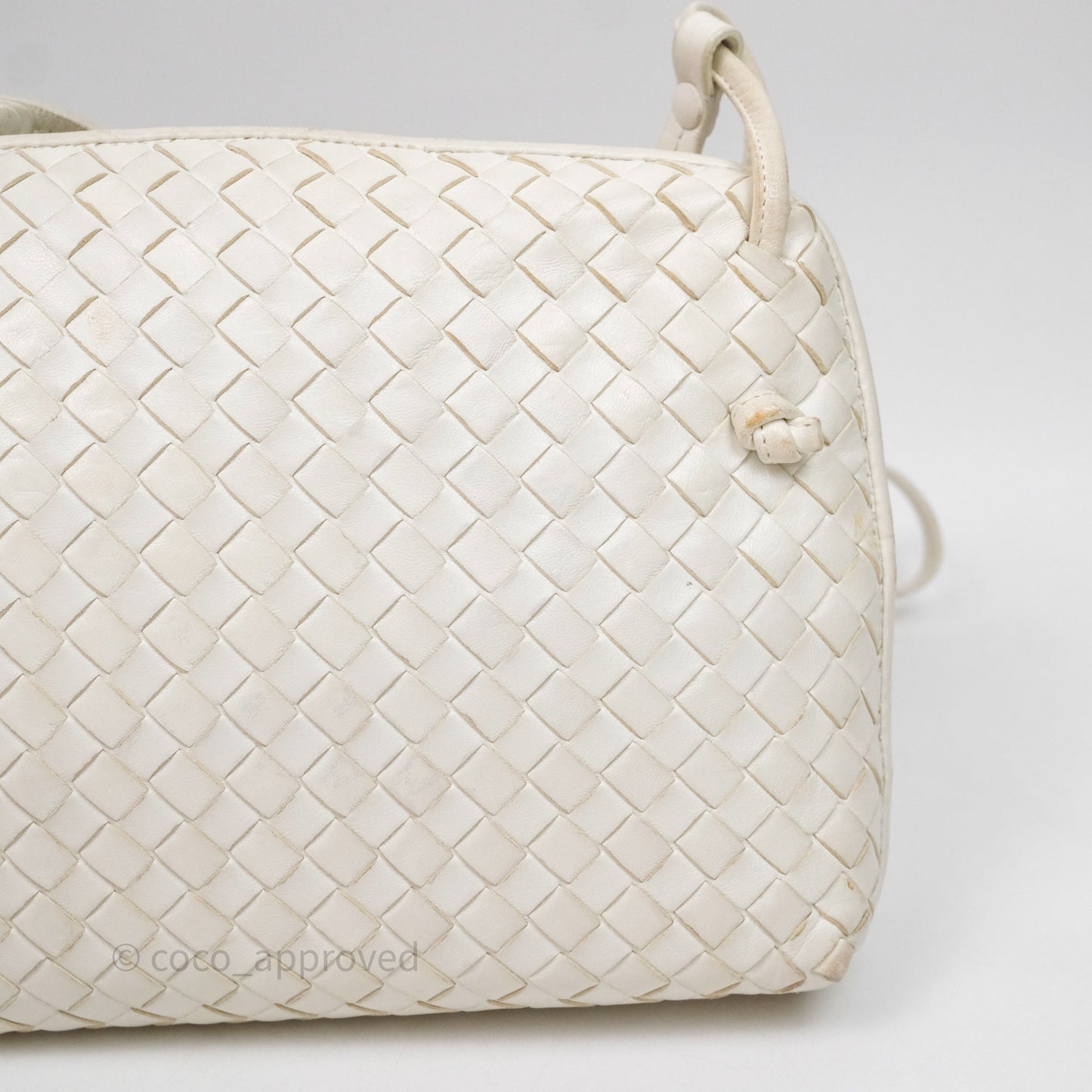Bottega Veneta Nodini Crossbody Bag White Nappa Intrecciato